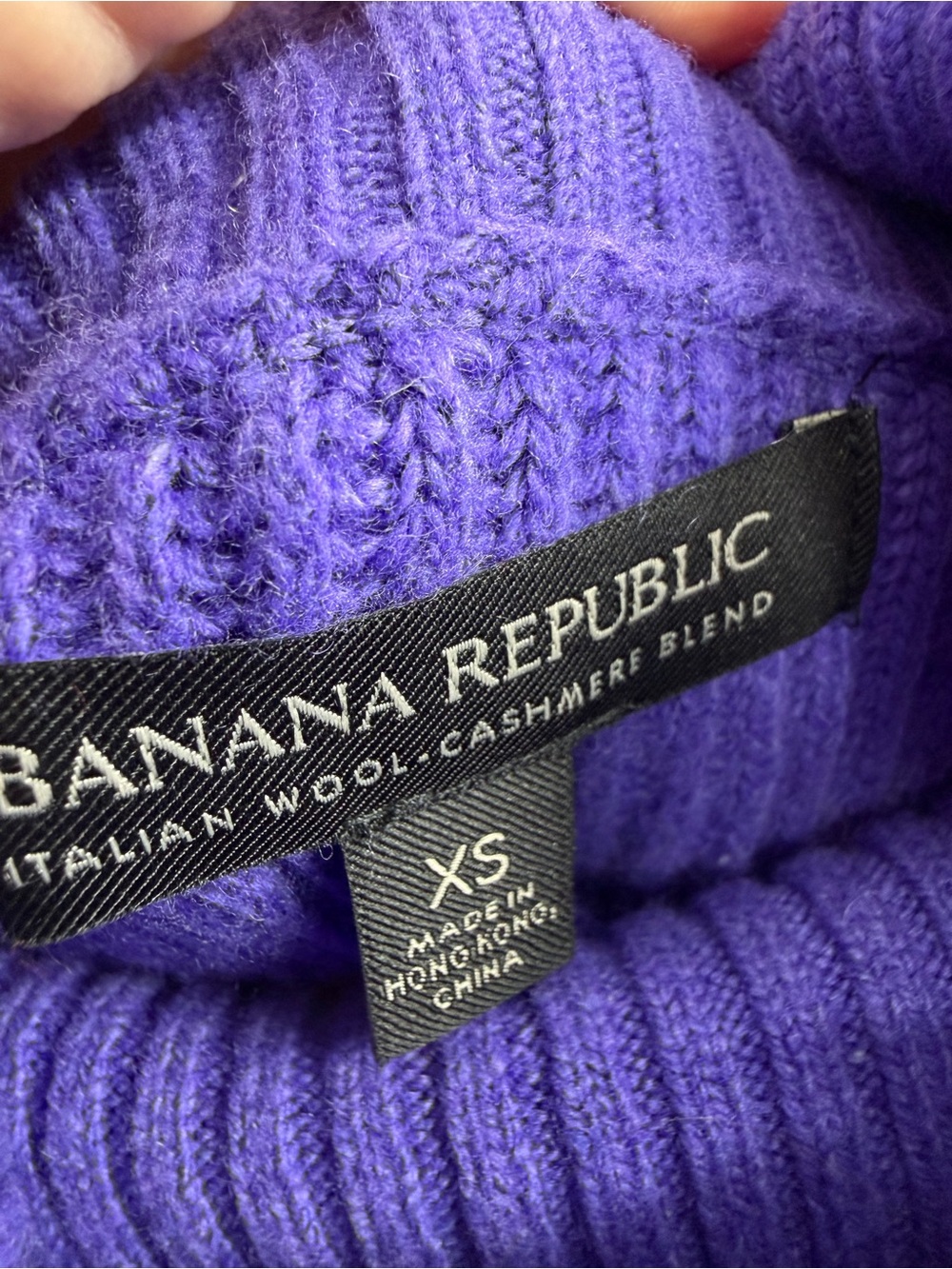 Banana Republic Italian Wool Cashmere Purple Ribbed Cowl Turtleneck Sweater XS - Picture 4 of 5